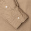 Tan button down oxford shirt, made in the USA, 100% cotton, white button, Gitman Vintage, buttoned sleeve, buttoned cuff.