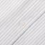 A blue striped brushed oxford fabric placket, with a white button.