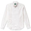 A classy formal white button down tuxedo shirt oxford, with white buttons, a ruffled placket and barrel cuffs.