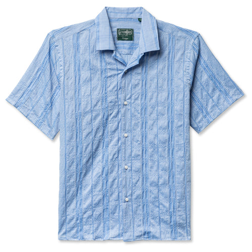 Blue Japanese Dobby Stripe Camp Shirt