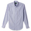 The Blue Striped Japanese  poplin shirt made from Japanese cotton features crisp breathable fabric with barrel cuffs, a chest pocket, and white buttons.