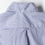 The back of the Blue Striped Japanese Poplin shirt with a locker loop and back button on the collar.