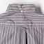 The back of the Navy Striped Japanese Poplin shirt with a locker loop and back button on the collar.