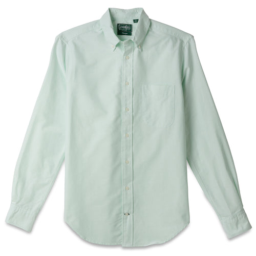 The Celeste Spring Oxford with a front pocket and button down collar and a lined placket and unlined collar and cuffs.