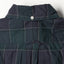 The back of the Navy Checked Organic Cotton shirt with a locker loop and button on the back of the collar.