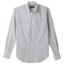 The White Organic Cotton Dobby Stripe button down shirt, with a front pocket and white buttons on a stitched placket.