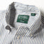 A close-up of the White Organic Cotton Dobby Stripe collar.