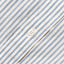 A white button on the stitched placket of the White Organic Cotton Dobby Stripe.
