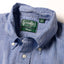 A close-up of the collar on the Blue Chambray Dobby Stripe shirt.