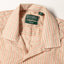 A close-up of the camp collar on the Tan Awning Stripe Camp Shirt.