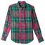 The Plum Ikat Madras, a stitched placket with barrel cuffs and a front pocket with white buttons.