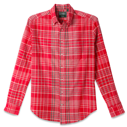 The Jamaican Bandana Madras with a button down collar and lined placket with white buttons.