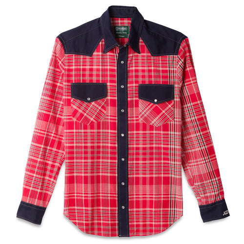 The Nicholas Daley Jamaican Bandanna Western shirt with two flap pockets and a stitched placket and button up collar.