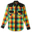 The Nicholas Daley Checker Madras Western shirt with two flap pockets and a stitched placket and button up collar.