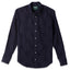 The Navy Dobby Dot button down shirt with a front pocket and stitched placket.