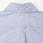 Blue striped button down oxford shirt, made in the USA, 100% cotton, white button, locker loop.