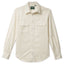 The Ecru Nepped Silk shirt made from Japanese raw silk and features flap pockets and a button free collar with white buttons and barrel cuffs.