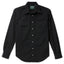 The Black Nepped Silk shirt made from Japanese raw silk and features flap pockets and a button free collar with white buttons and barrel cuffs.
