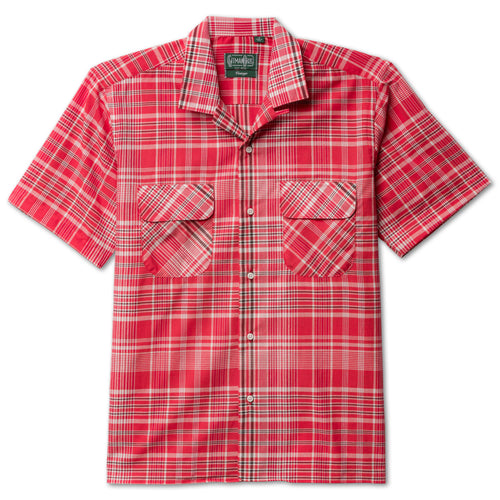 The Jamaica Bandana Madras Camp Shirt with two front pockets and a line placket with white buttons.
