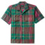 The Plum Archive Madras Camp Shirt, with short sleeves and two front pockets and white buttons on the front.