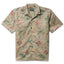 The Tan Hawaiian Print Camp Shirt, made from a lightweight cotton broadcloth and features a top button loop and French front with side vents at the hem.