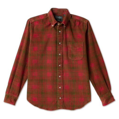Red Printed Check Corduroy