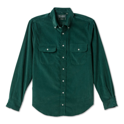 Emerald 16-Wale Corduroy sport shirt in cotton features fine-wale corduroy fabric, button-down collar, lined cuffs, chest pocket, and durable construction.