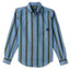 Nicholas Daley Rebel Riot Chambray sport shirt in custom-printed cotton features Rastafarian stripe, hand-cut chest pocket, embroidery, and contrast buttonholes.