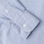 Blue button down oxford shirt, made in the USA, 100% cotton, white button, Gitman Vintage, buttoned sleeve, buttoned cuff.