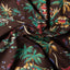 The texture of the fabric of the Brown Hawaiian Print Camp Shirt.