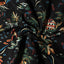 The texture of the fabric of the Black Hawaiian Print Camp Shirt.