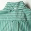 The back of the Green Striped Japanese Poplin shirt with a locker loop and back button on the collar.