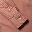 Close-up of the Burgundy Brushed Chambray sport shirt's lined cuff and buttons, showcasing its soft brushed chambray fabric.