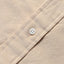 Close-up of the Tan 16-Wale Corduroy sport shirt's button placket featuring classic buttons and fine-wale cotton corduroy fabric.