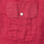 Close-up of the Red Albini Linen Flannel sport shirt's chest pocket, showcasing the textured linen flannel fabric and detailed construction.
