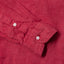 Close-up of the Red Albini Linen Flannel sport shirt's lined cuff and buttons, showcasing its soft Italian linen flannel fabric.