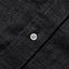 Close-up of the Charcoal Albini Linen Flannel sport shirt's button placket featuring classic buttons and soft Italian linen flannel fabric.
