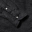 Close-up of the Charcoal Albini Linen Flannel sport shirt's lined cuff and buttons, showcasing its soft Italian linen flannel fabric.