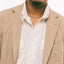 An example of the Ecru Nepped Silk shirt on body showing the wearability.
