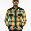 The Nicholas Daley Checker Madras Western shirt on the body of a model.