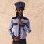 The Nicholas Daley Chambray Western shirt on the body of a model showing the drape. 