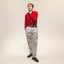 Red 16-Wale Corduroy sport shirt worn by a model, showcasing its fine-wale cotton corduroy fabric, button-down collar, and classic menswear fit.