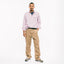The Pink Japanese Spring Oxford showing its versatility and the drape on the model.
