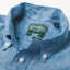 The button down collar on the Chambray Linen Short Sleeve shirt.
