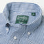 The button down collar on the Blue Stripe Linen Short Sleeve shirt.