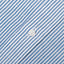 The button on the stitched placket on the Blue Stripe Linen Short Sleeve shirt.