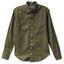 A classic olive flannel made from a soft cotton twill, with a front pocket and white buttons made in the USA.