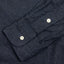 The classic navy flannel sleeve with two white buttons.