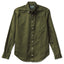 A long-sleeved, button-down olive overdyed Oxford shirt with a chest pocket, flat collar, and barrel cuffs. Gitman Vintage, 100% cotton, made in the USA.