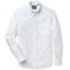 A white, long-sleeved Oxford shirt with a chest pocket, button-down front, and a collar. Made in the USA, 100% cotton, Gitman Vintage.